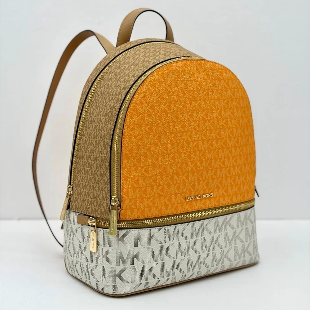 Michael Kors Rhea Medium Color-Block Signature Logo Backpack